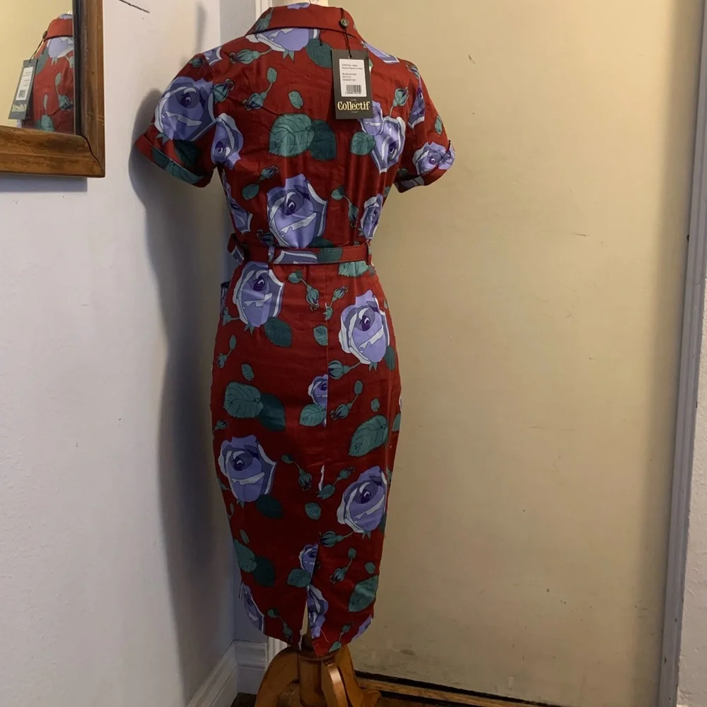 Collectif Floral Fitted Dress - Picture 13 of 14